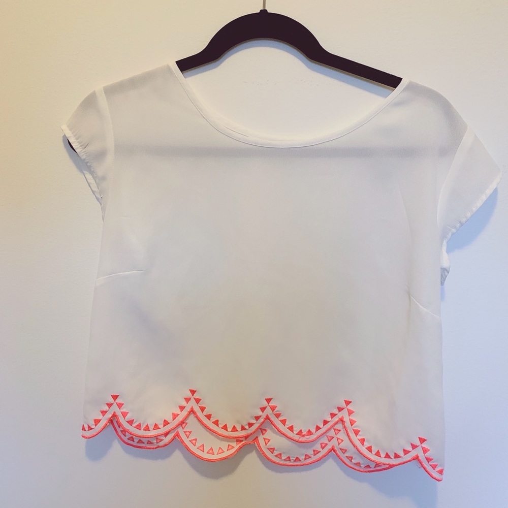 LA hearts sheer chiffon white short sleeve top!